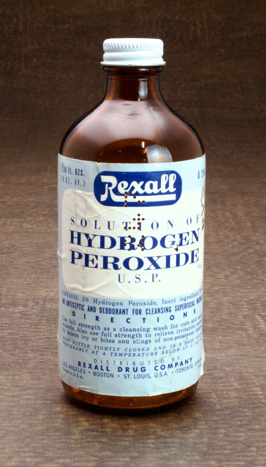 Vintage Rexall Drug Company Hydrogen Peroxide Display Only