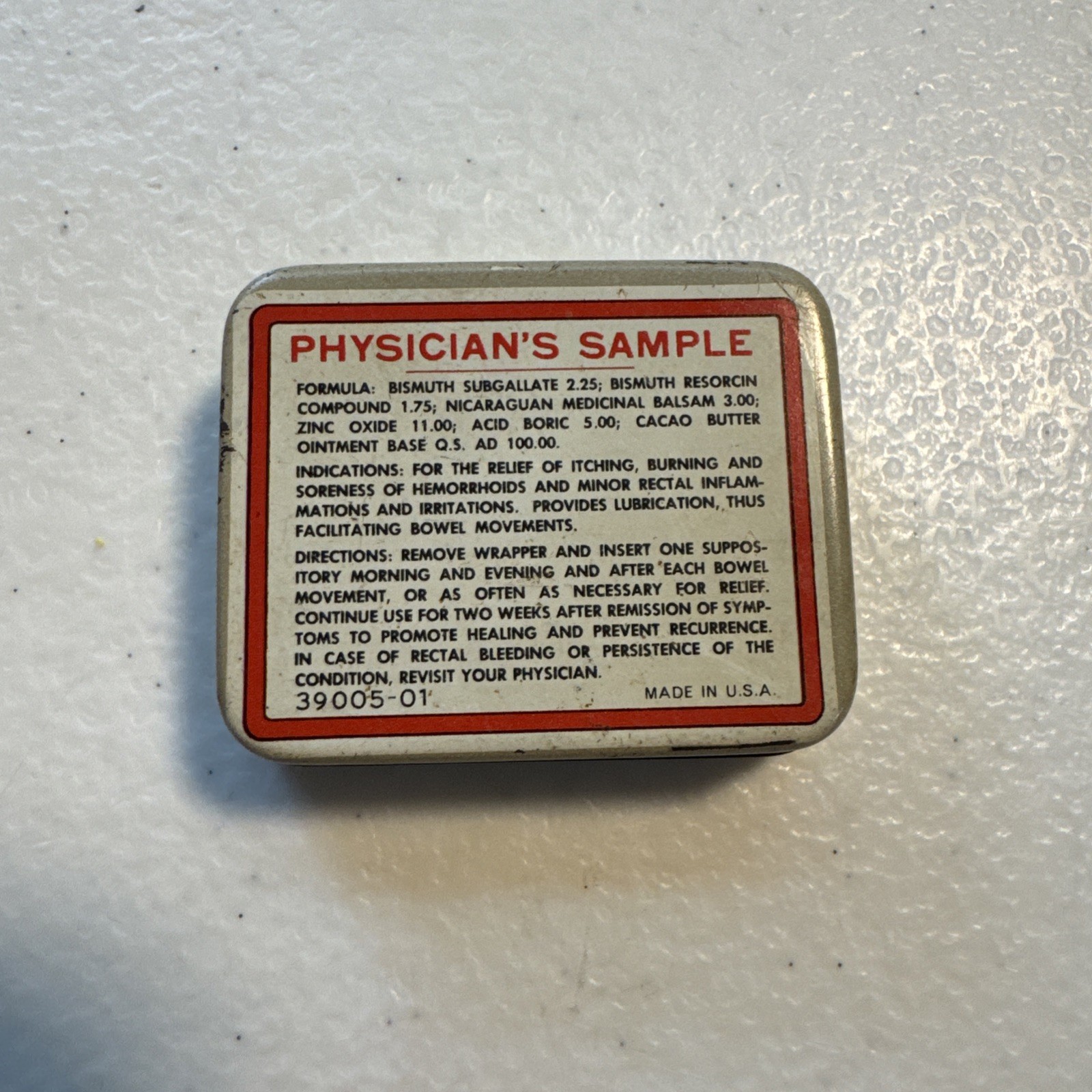 Vintage Anusol Hemorrhoidal Suppositories Laboratories Div. Medicine Tin