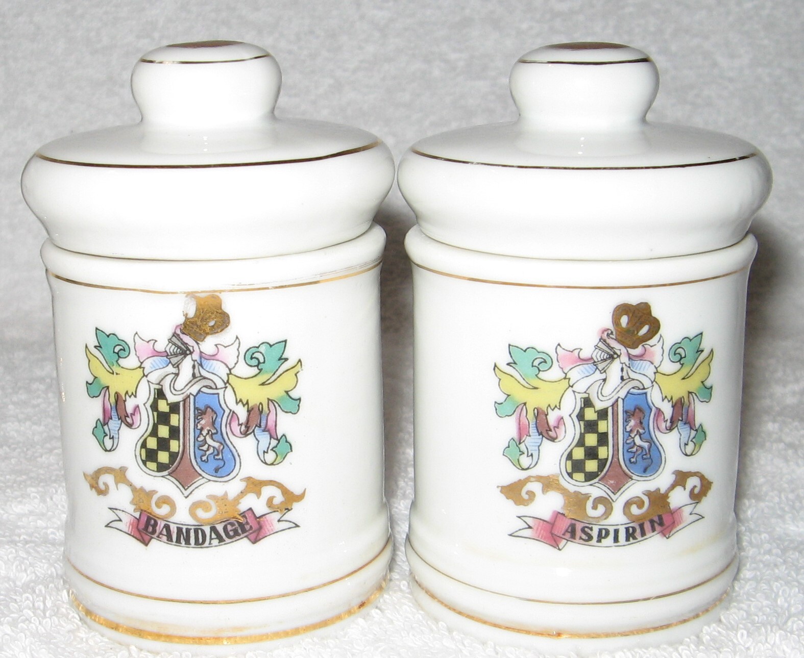 SET 6 DOM JAPAN APOTHECARY CERAMIC PORCELAIN JARS + 1 PULVIS POWDER W/ LIDS EUC!