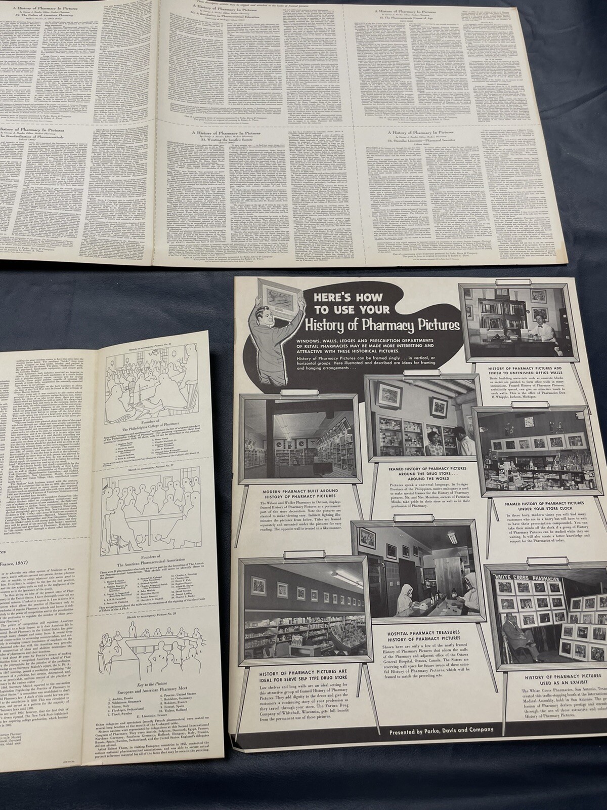 History Of Pharmacy In Pictures Orig Parke Davis Company Art Prints 1950’S Vtg