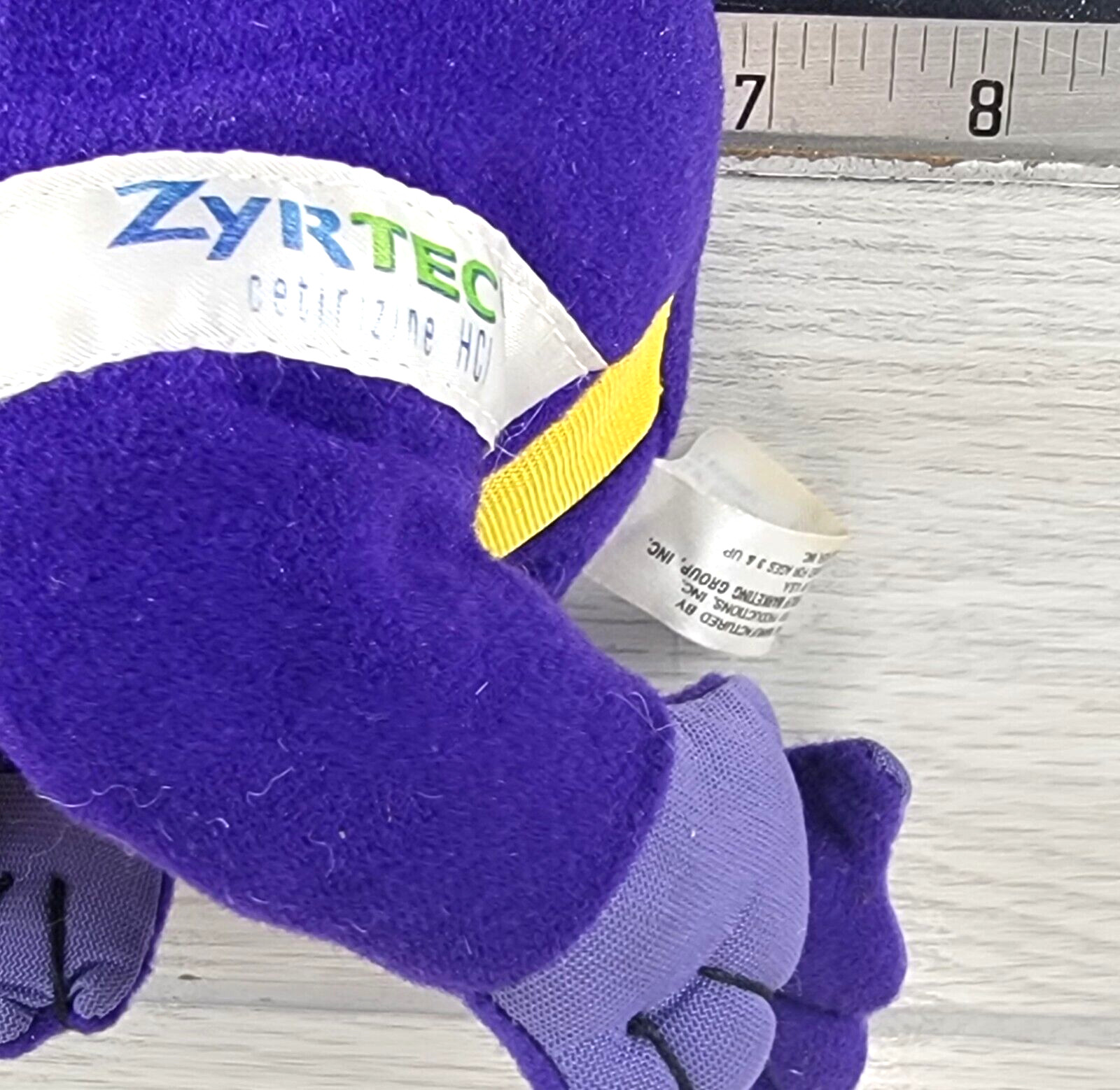 1998 ZYRTEC Purple Gorilla Plush Monkey Stuffed Toy Pharma Promo Advertisement