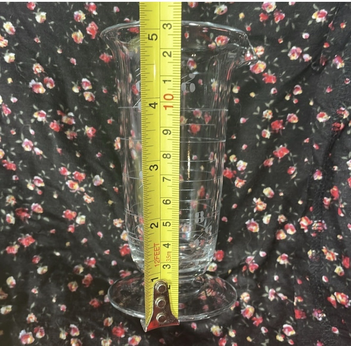 Vintage Etched Glass Apothecary Beaker Chemistry Measuring Glass