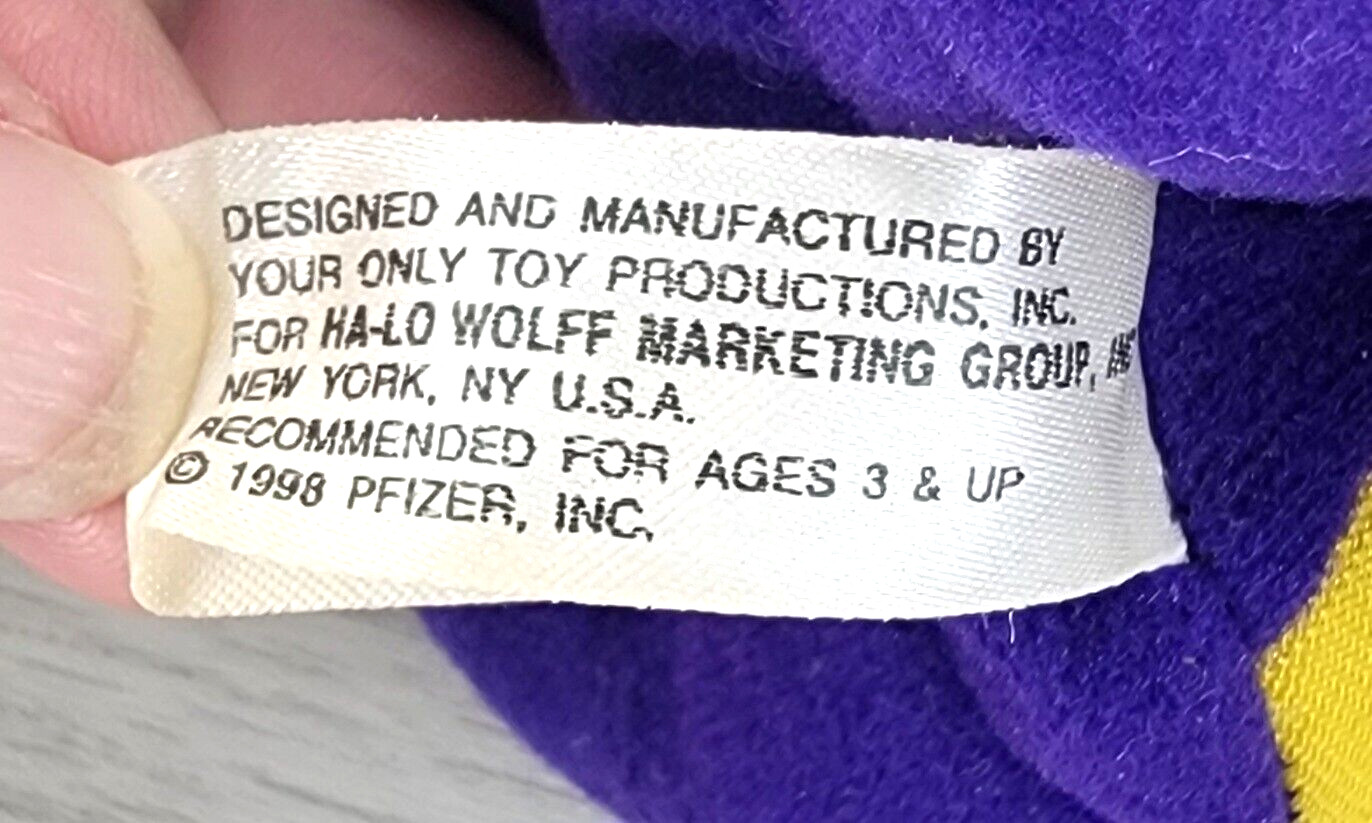 1998 ZYRTEC Purple Gorilla Plush Monkey Stuffed Toy Pharma Promo Advertisement