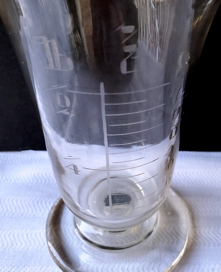 Antique Handblown Hand Etched Footed Apothecary Beaker
