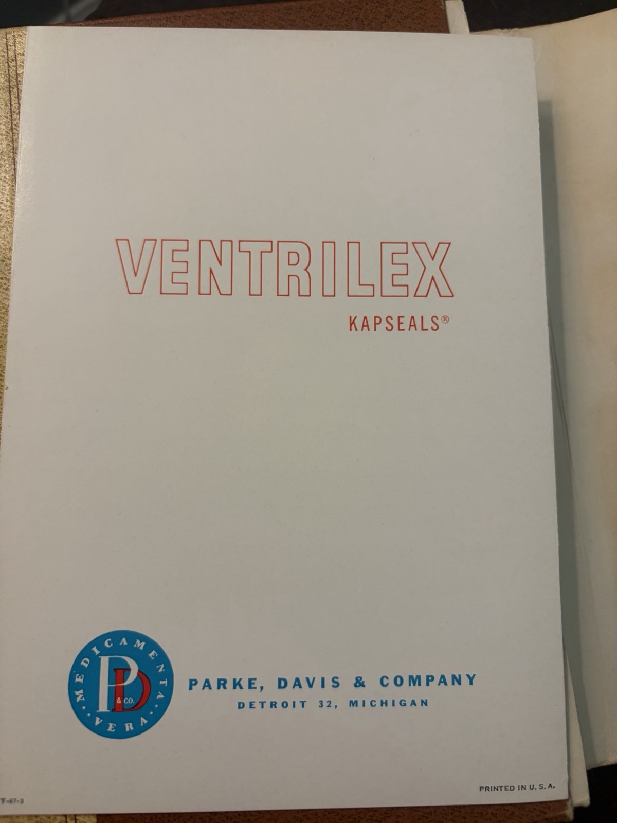 Parke, Davis & Company Ventrilex Kapseals Pharmaceutical Advertising Brochure