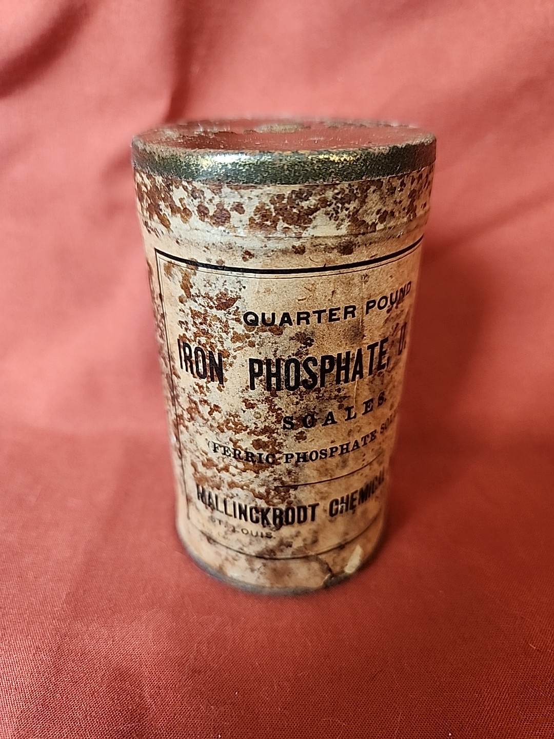 Mallinckrodt Chemical Works Iron Phosphate Scales Vintage Pharmaceutical Tin