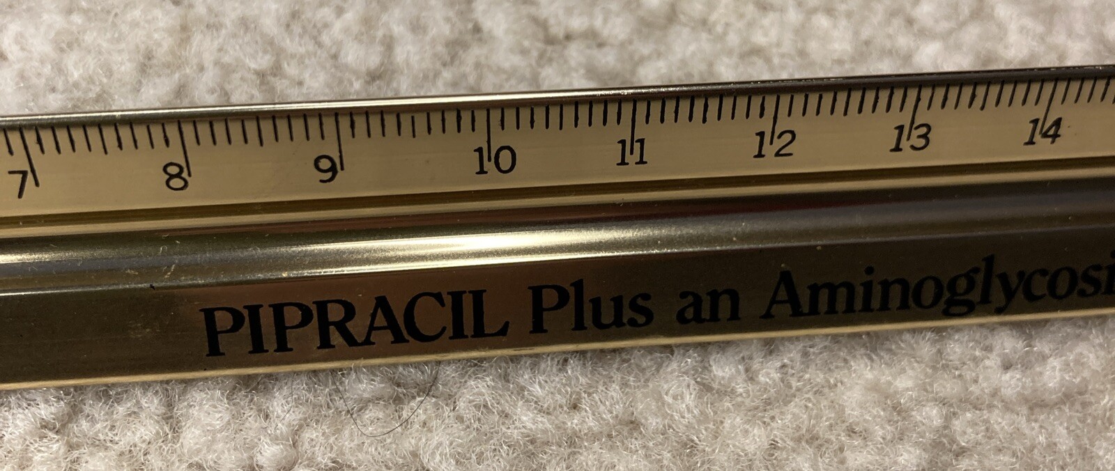 Vintage 1986 Pipracil 12” Metal 3 Sided Ruler Drug Rep. Advertising Medical