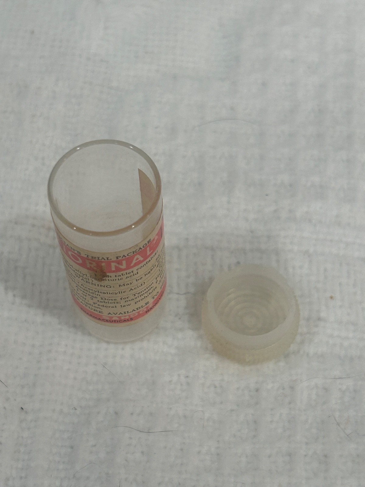 Sandoz Fiorinal EMPTY VINTAGE Barbiturate Medicine Sample Bottle RARE Pharma