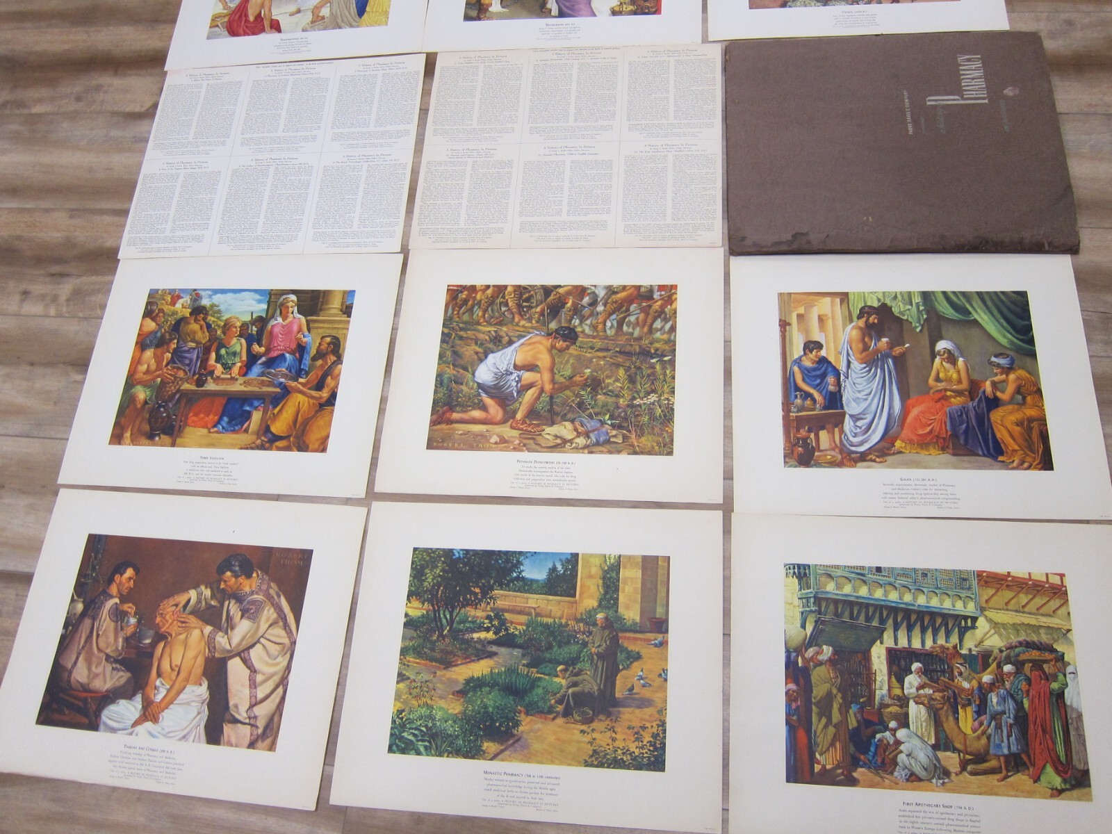 VTG. A HISTORY OF PHARMACY IN PICTURES by Parke Davis Set 12 Prints 1950’s