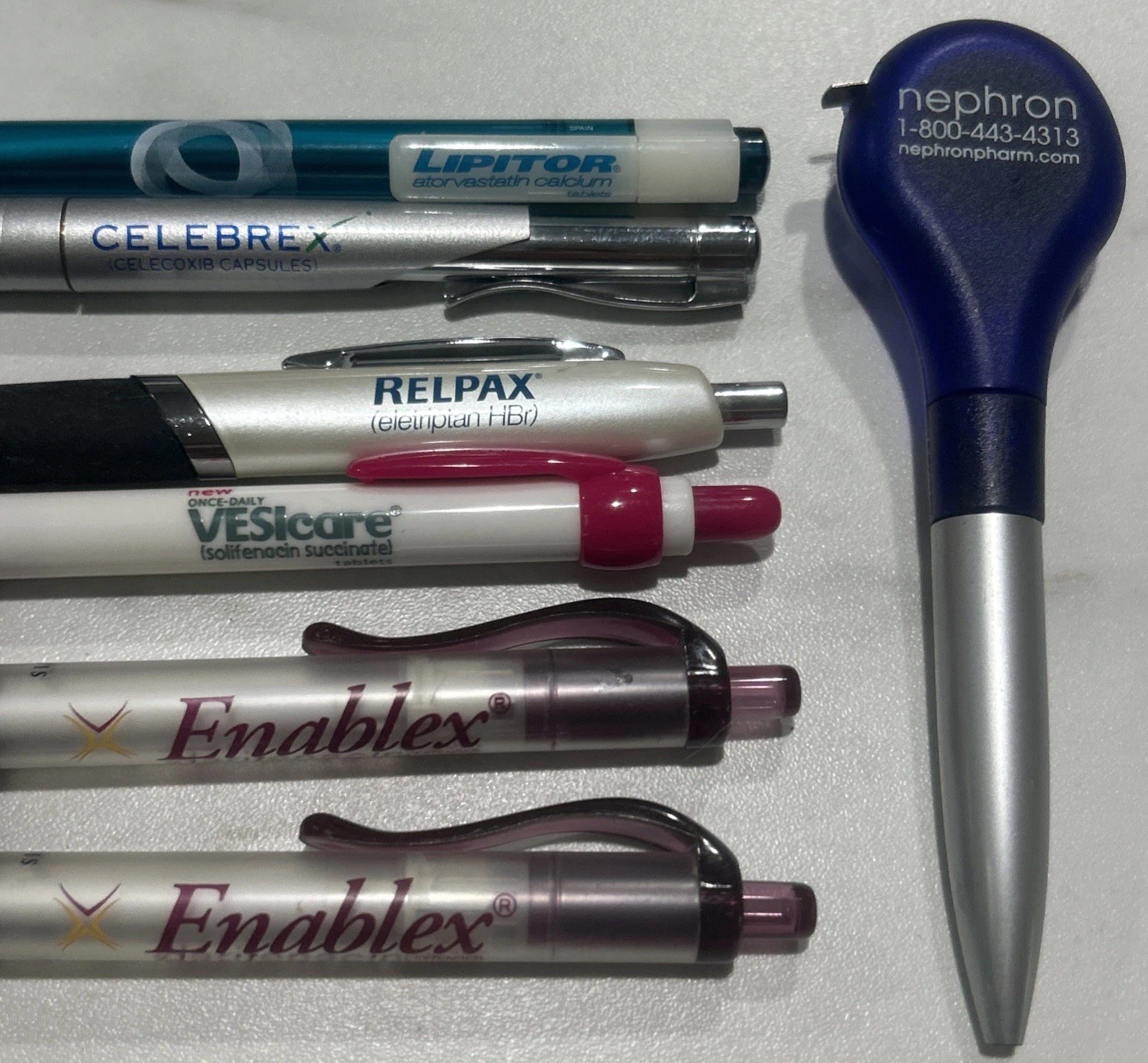 Drug Rep RX Advertising Pen Collectable Pharma Enablex Relbex Celebrex Lot Of 7