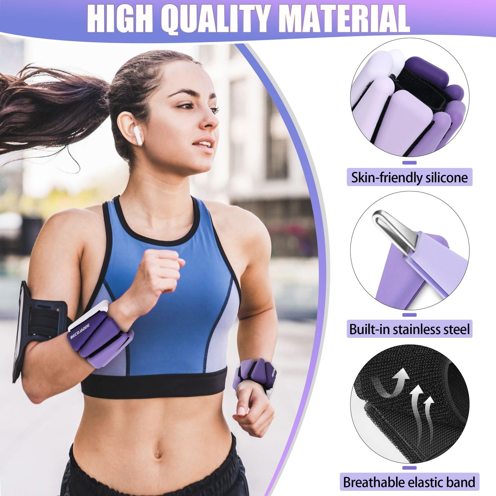 BECOJADDE Ankle Weights for Women Wrist Weights Set of 2 (1 lb/2 lb Each) Adj…