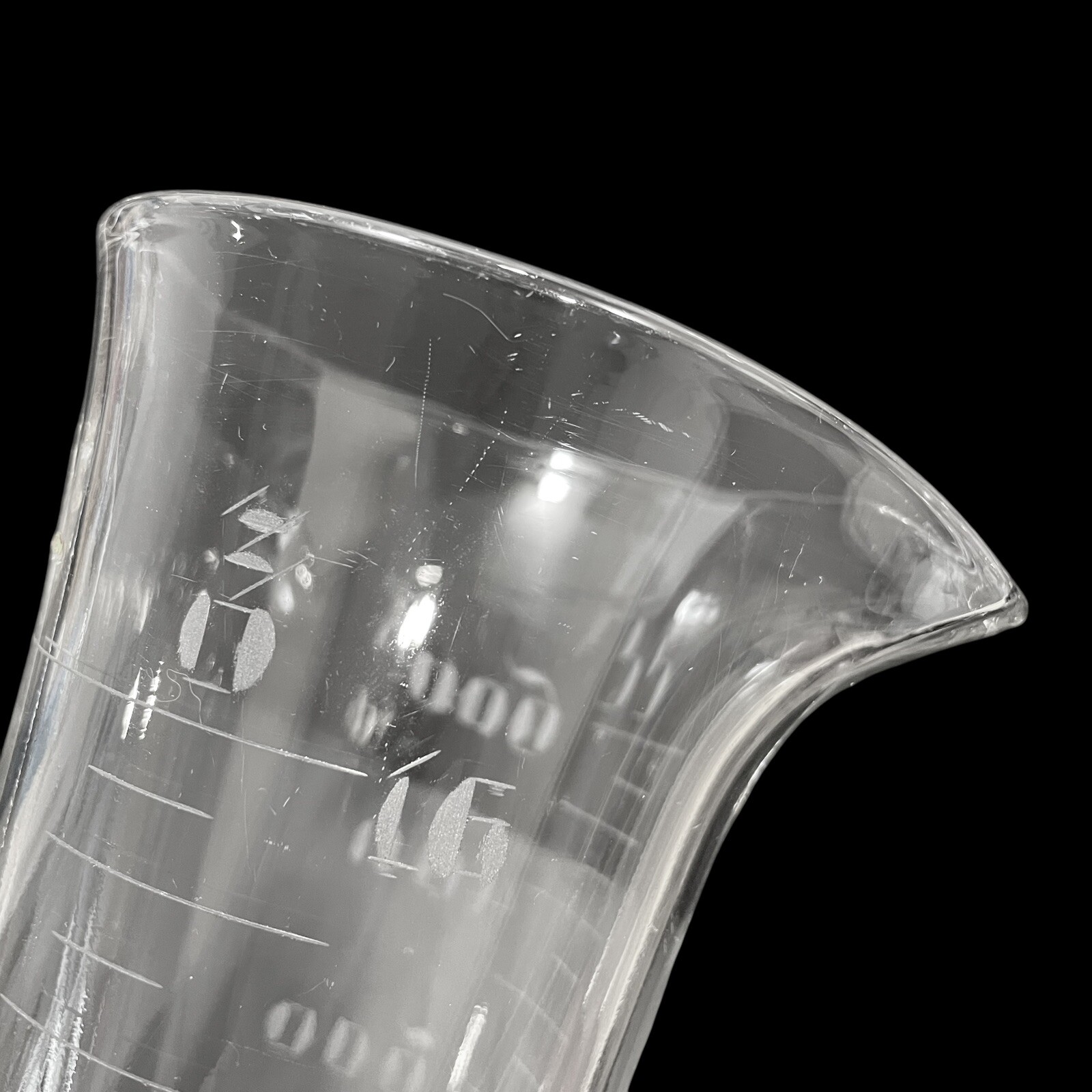 Antique 1900s Whitall Tatum Co Apothecary Glass Beaker – Etched 600cc / 16oz