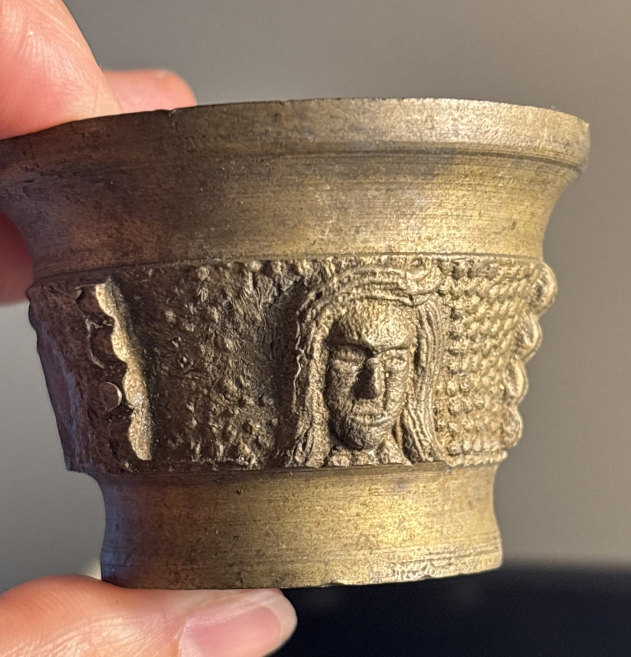 Vintage Brass Mortar & Pestal 2.25 Diameter 1.75 Height See Pics