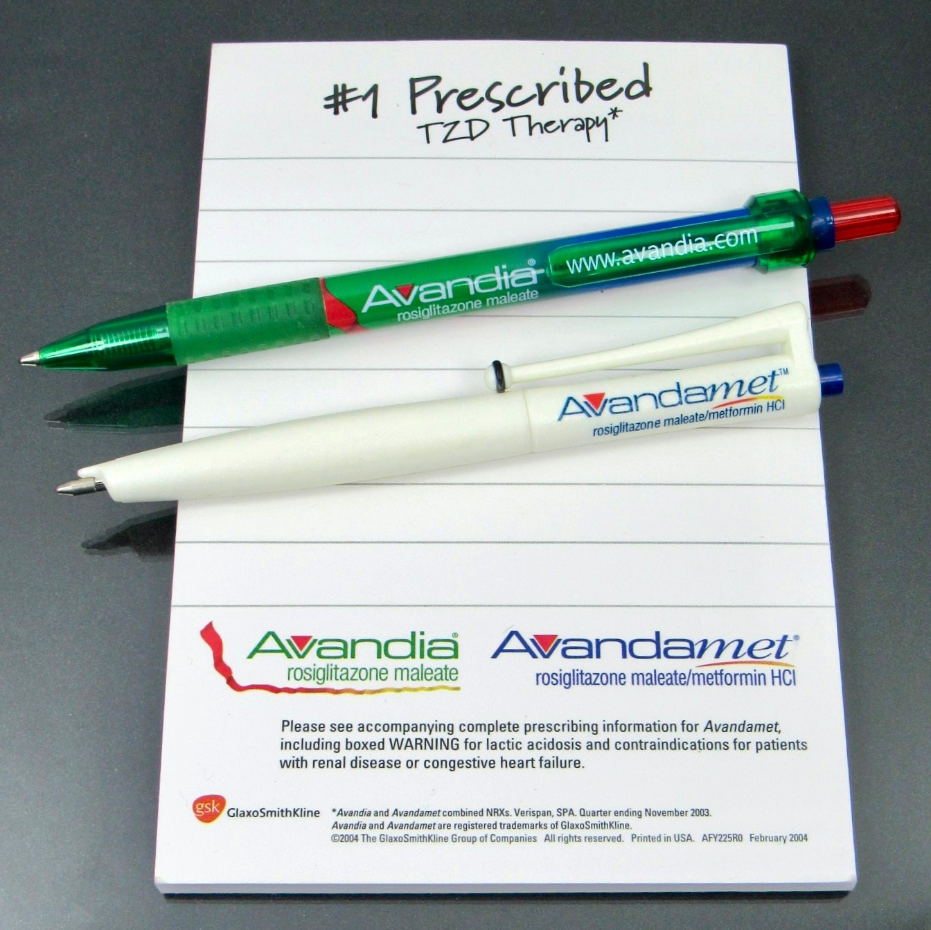 Avandia Avandamet Lot PENS, Sticky Pad Drug Rep Pharmaceutical Promo Advertising