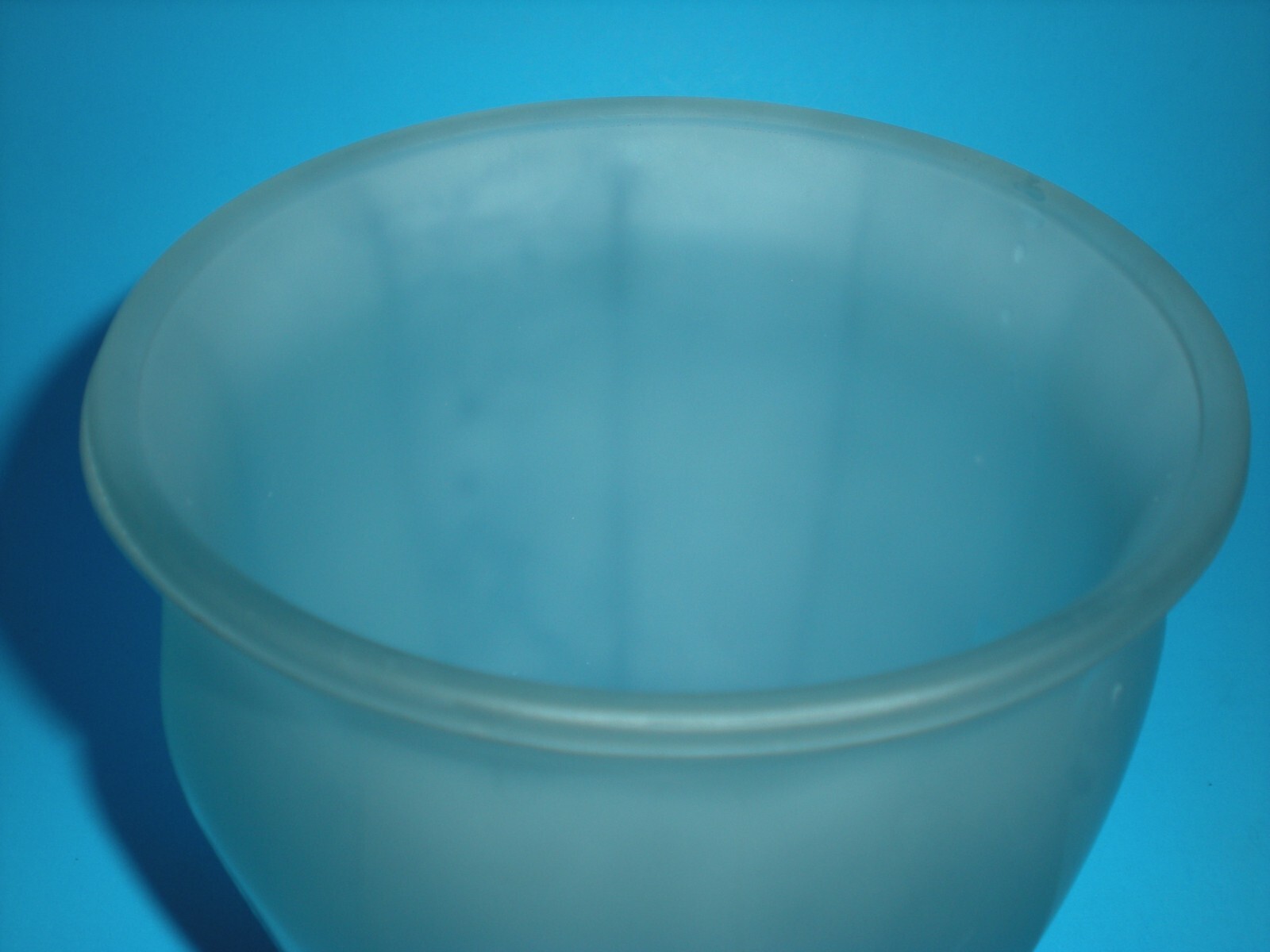 10″ vtg Apothecary Canister Jar with Ball Dome Lid Very Heavy Frosted Blue glass