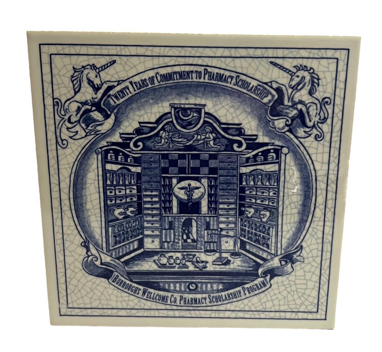 DELFT HOLLAND Pharmacy Tile Burroughs Scholarship Pharmacist Apothecary