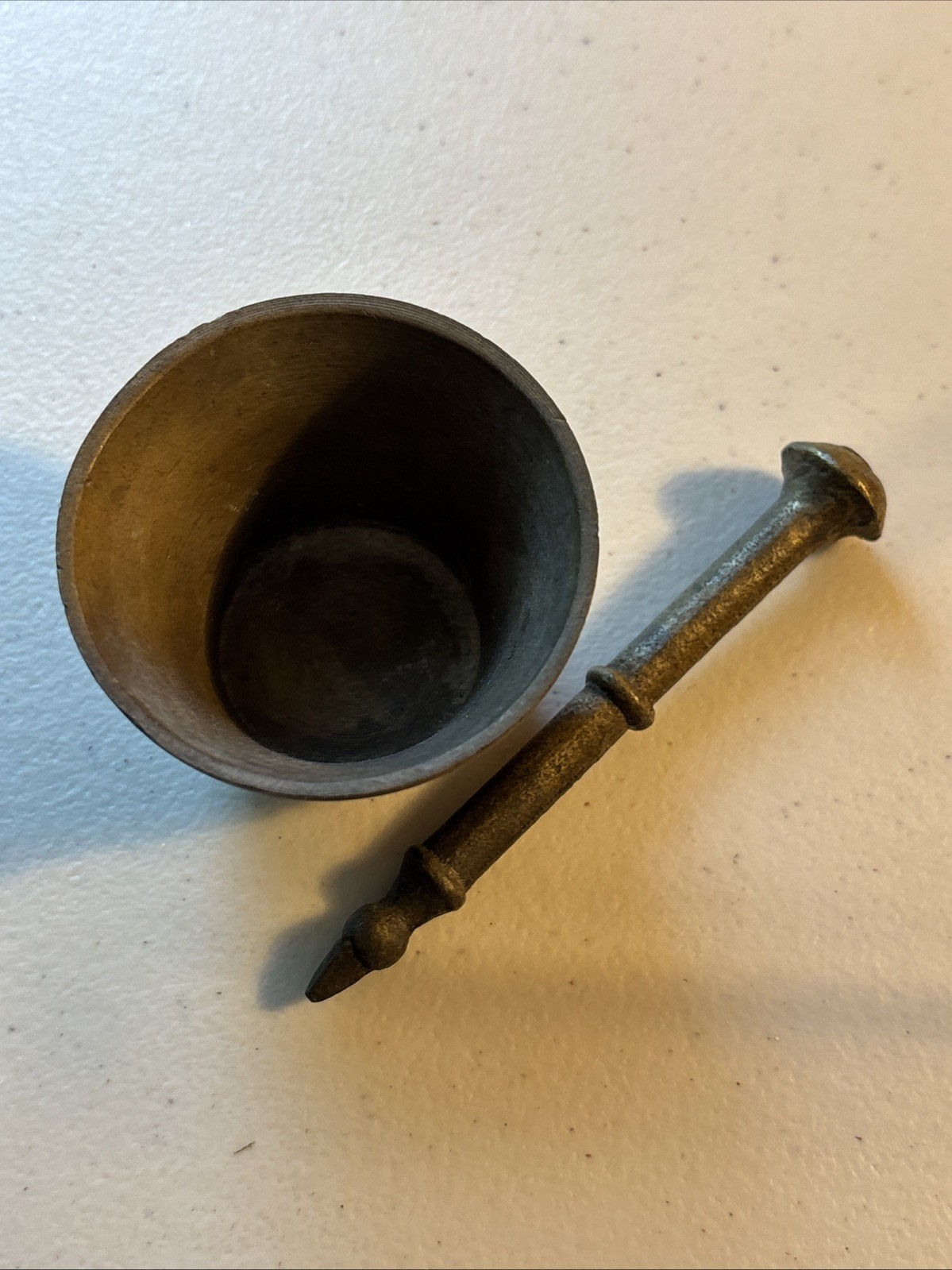 Vintage Brass Mortar & Pestal 2.25 Diameter 1.75 Height See Pics