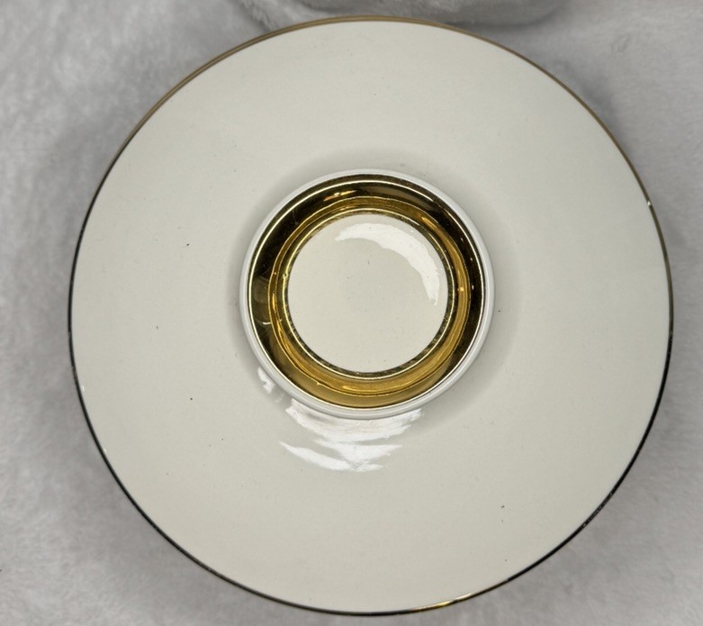 Vintage Apothecary RX Pharmacy Covered Dish Medical Crest Lidded Bowl Gold Trim