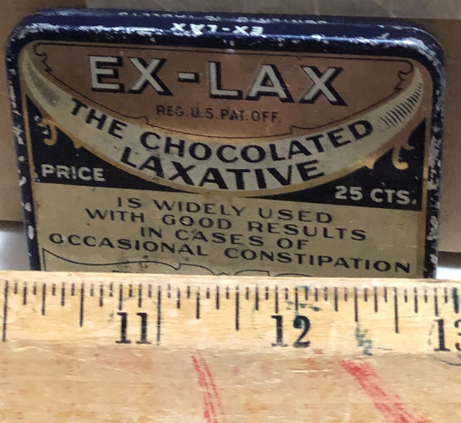 Antique Ex-Lax Tin 1930 Original Chocolate Laxative Pharmacy Medicine RX Medical