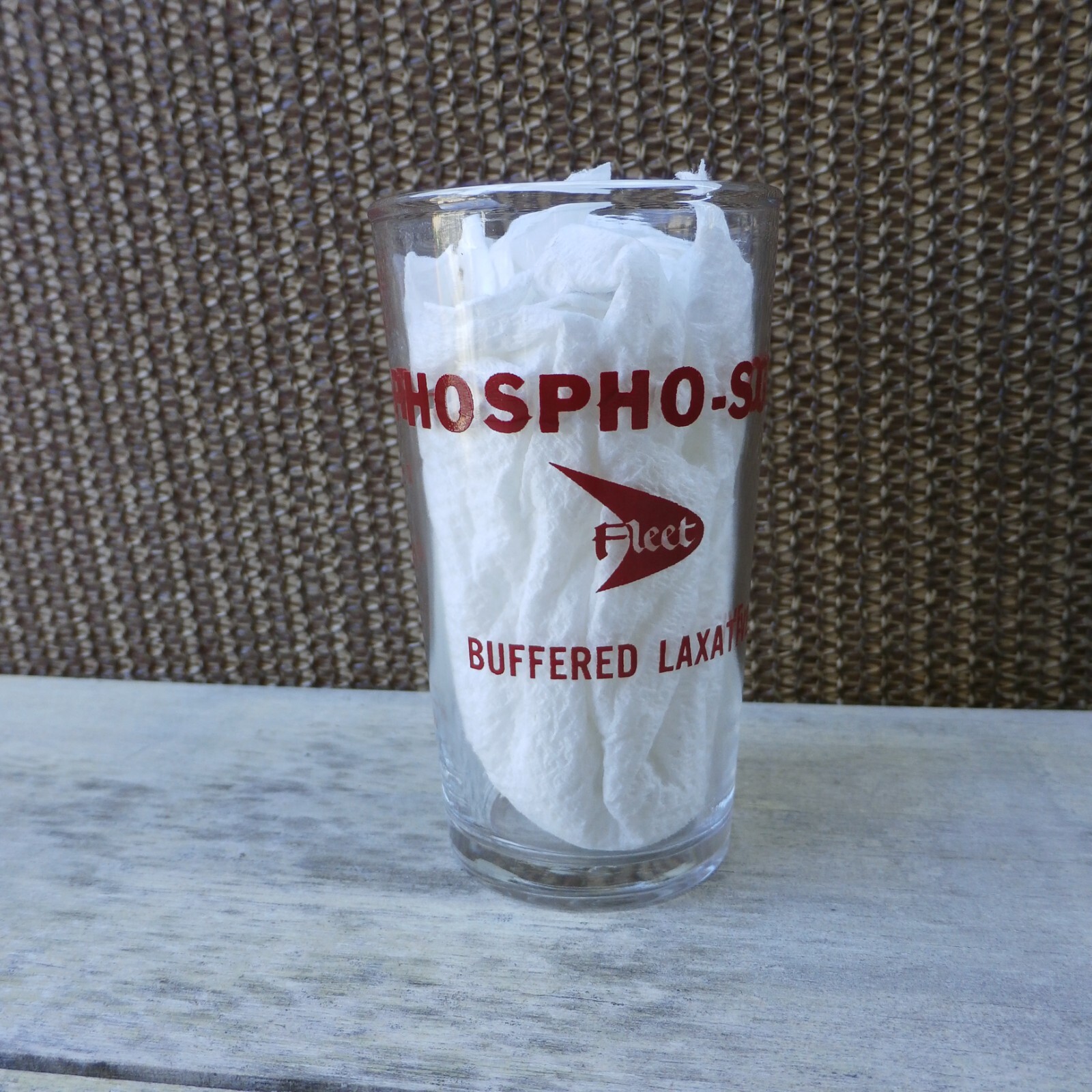 Vintage Hazel Atlas Glass PHOSPHO SODA Buffer Laxative Advertising Dosing Glass