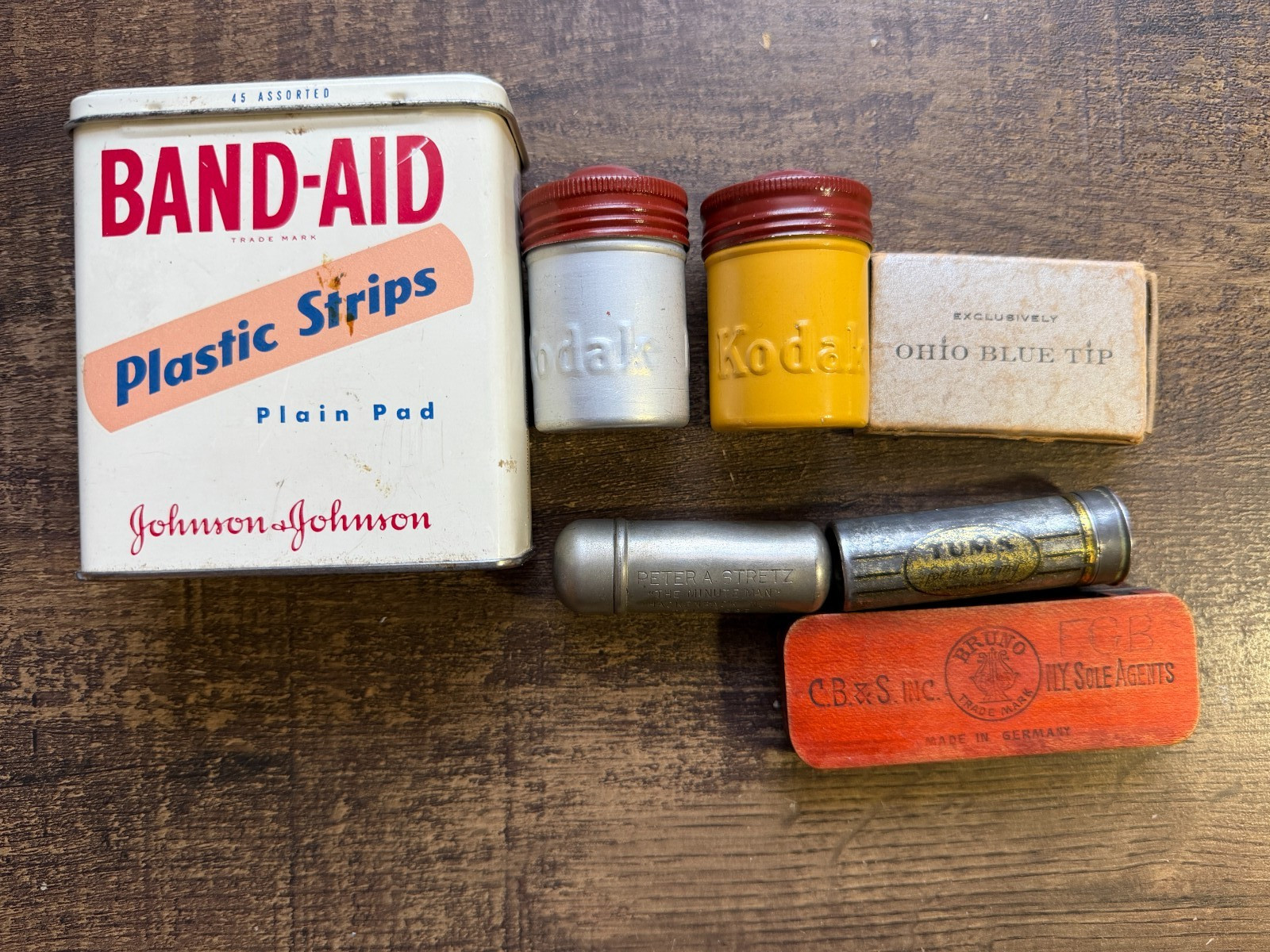 Vintage Lot of Tins MatchBook Advertising – Tums Kodak Band-Aid Ohio Blue Tip