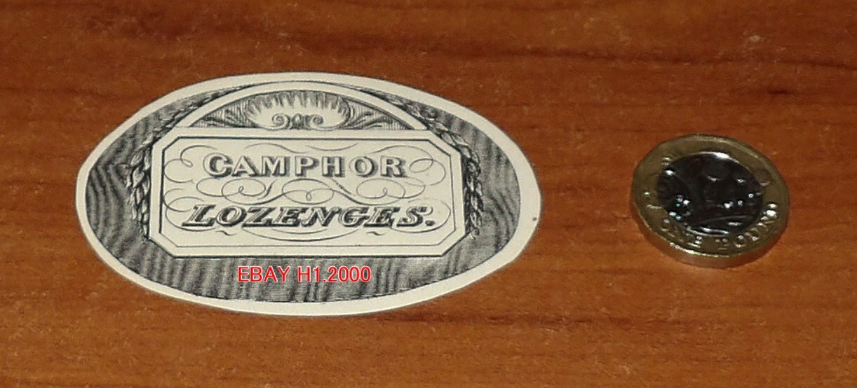 XXXXX RARE VICTORIAN ANTIQUE CAMPHOR LOZENGES POT LID LABEL -ONE OFF LISTING