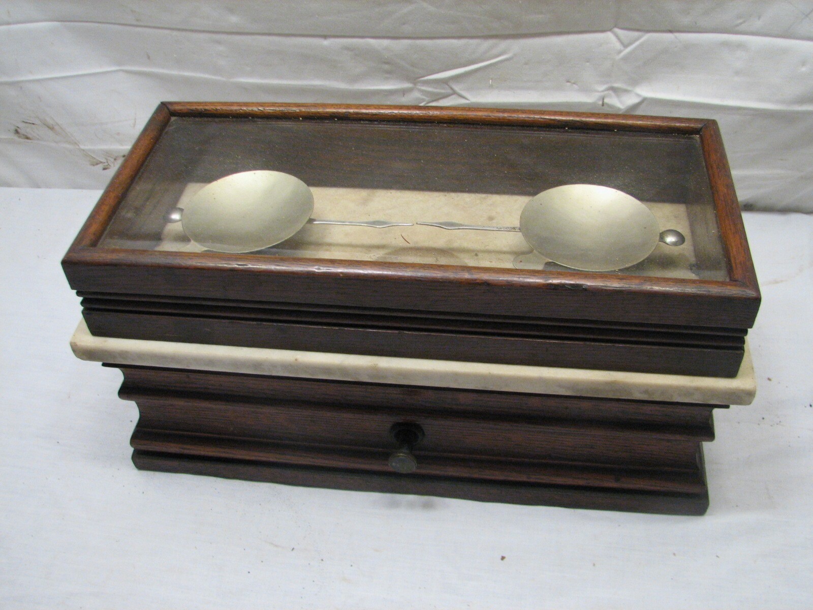 Antique Marble & Wood Apothecary Pharmacist Balance Scale Mod Lab Country Store
