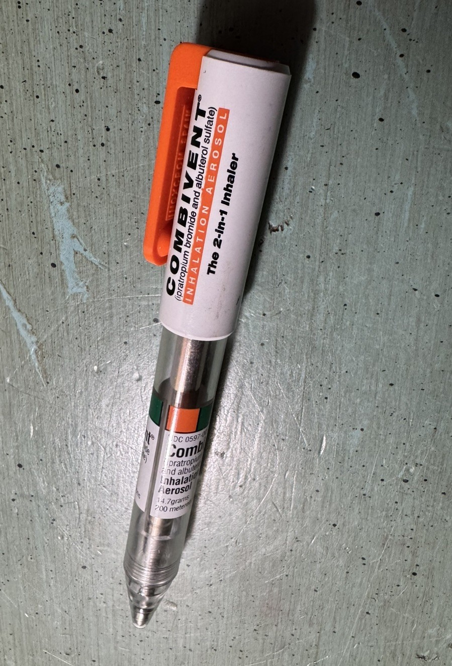 COMBIVENT PEN: Orange, Green, White, PlasticBall Point-Pharmaceutical Promo NEW