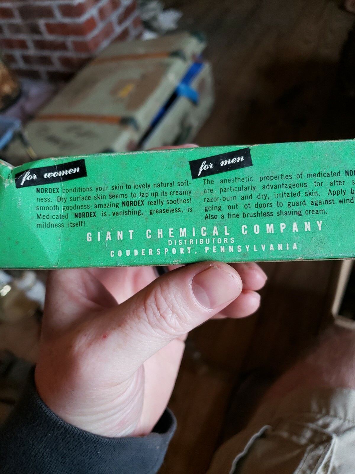 nordex skin cream vintage box tube Coudersport pa