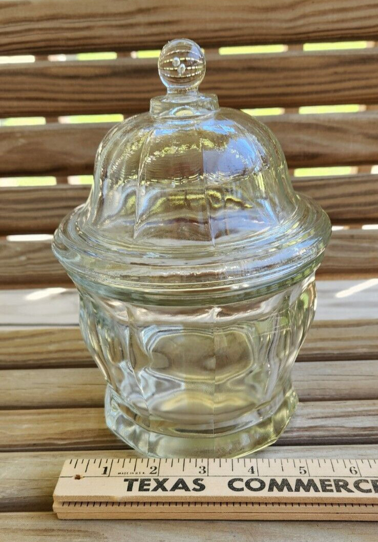 Vintage Indiana Glass heavy paneled apothecary counter display jar