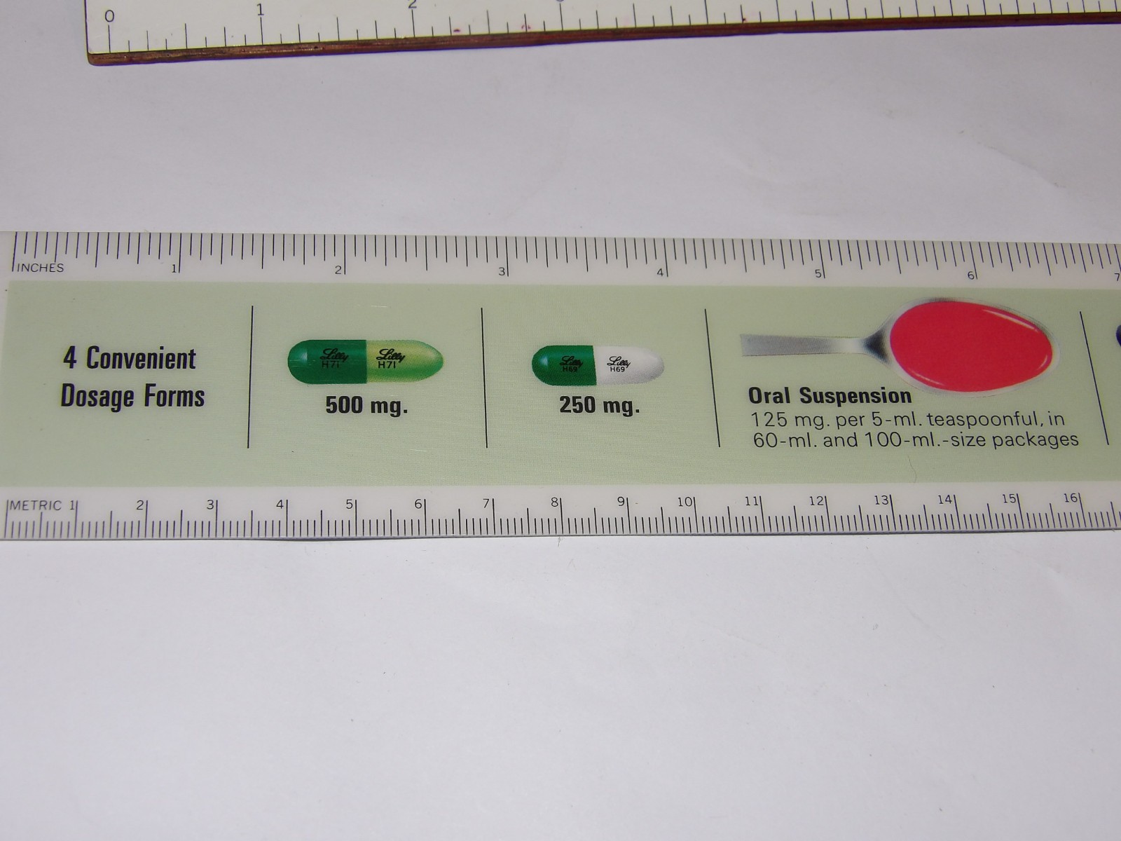 4 VINTAGE 1960s-70s PHARMACUTICAL ADVERTISING RULERS! CIBA/LILLY/PARKE-DAVIS!