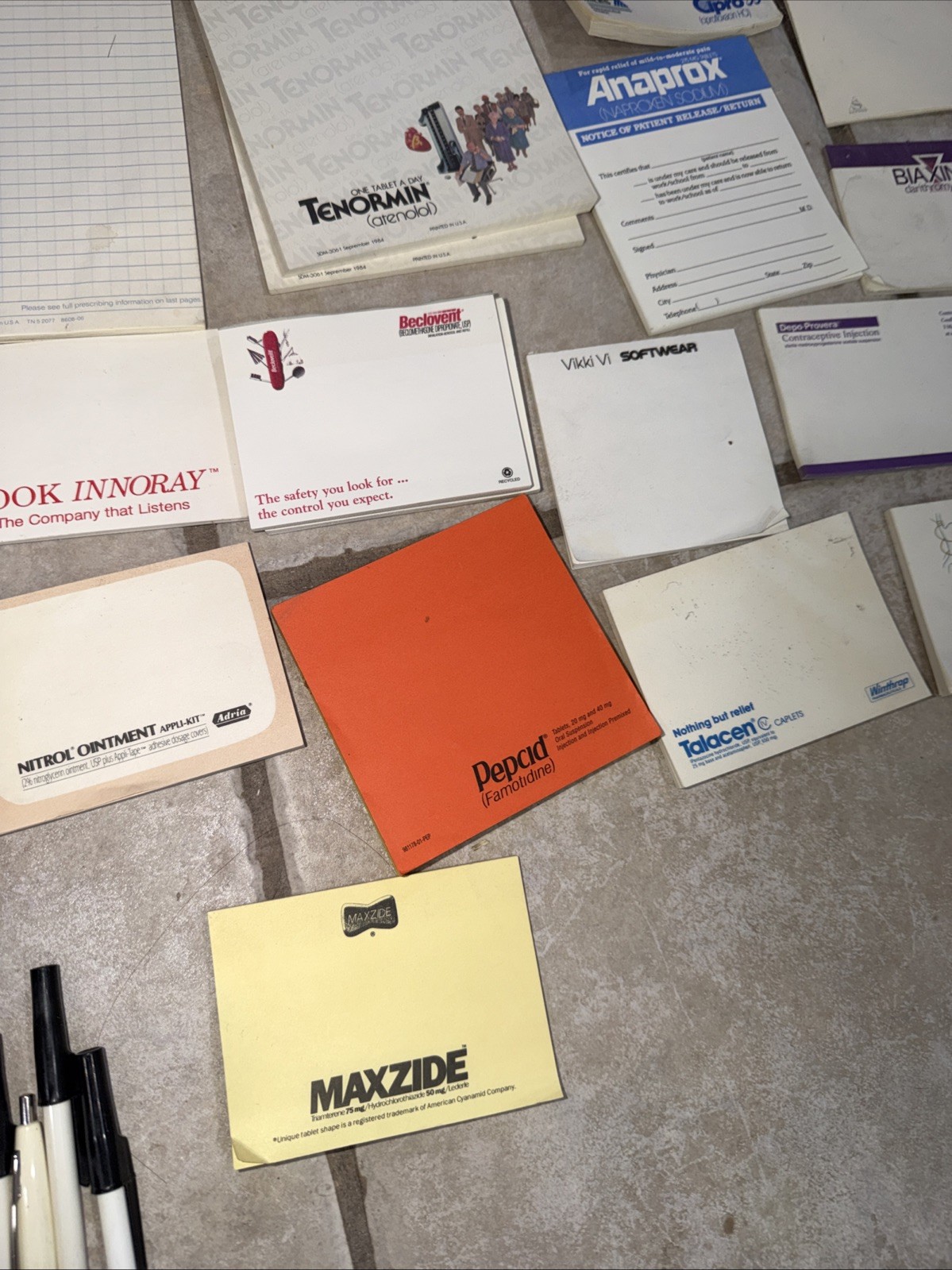 Huge Lot Pharmaceutical Promotional Notepads Pens Ect 1980-1990’s