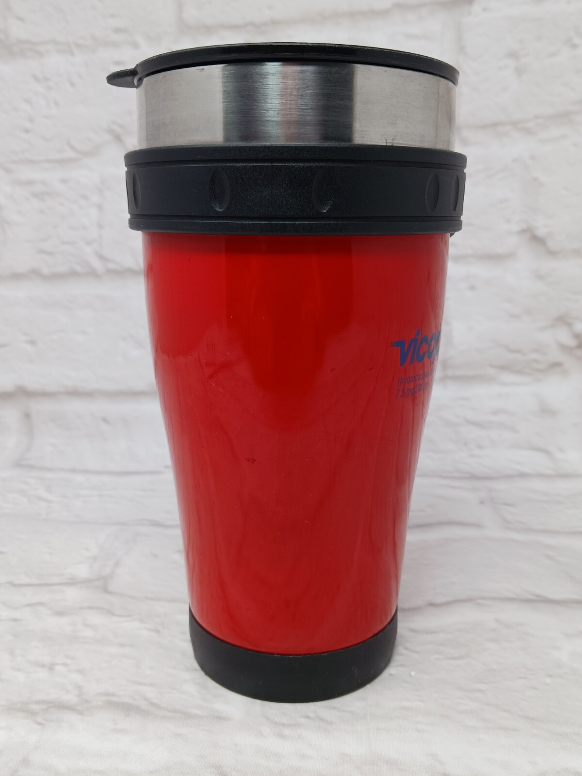 Vicoprofen Travel Stainless Steel Coffee Mug Prescription Drug Promotion RARE