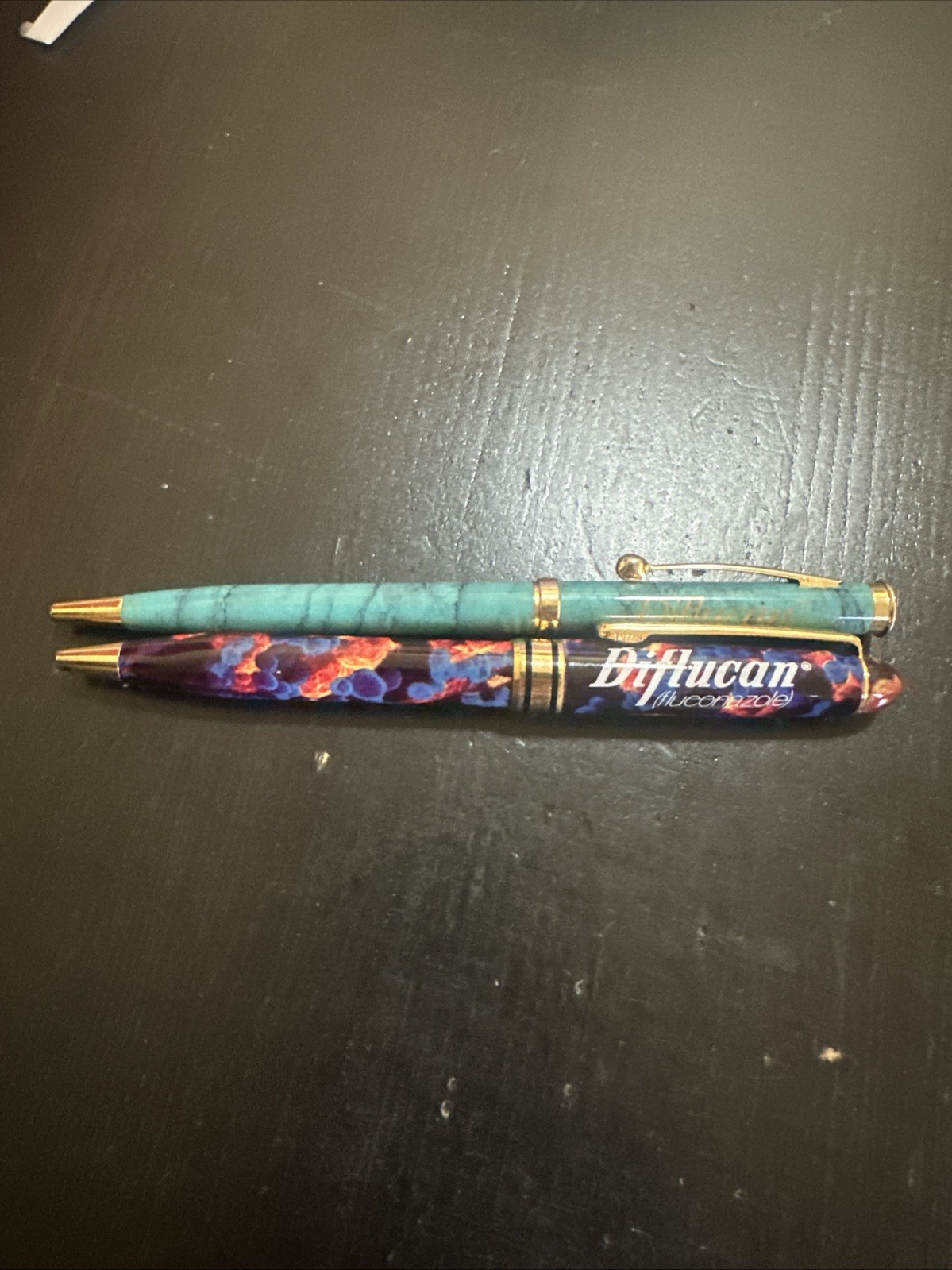 Rare Vintage Metal Diflucan Pharmaceutical Drug Rep Pens (2) Beautiful Colors