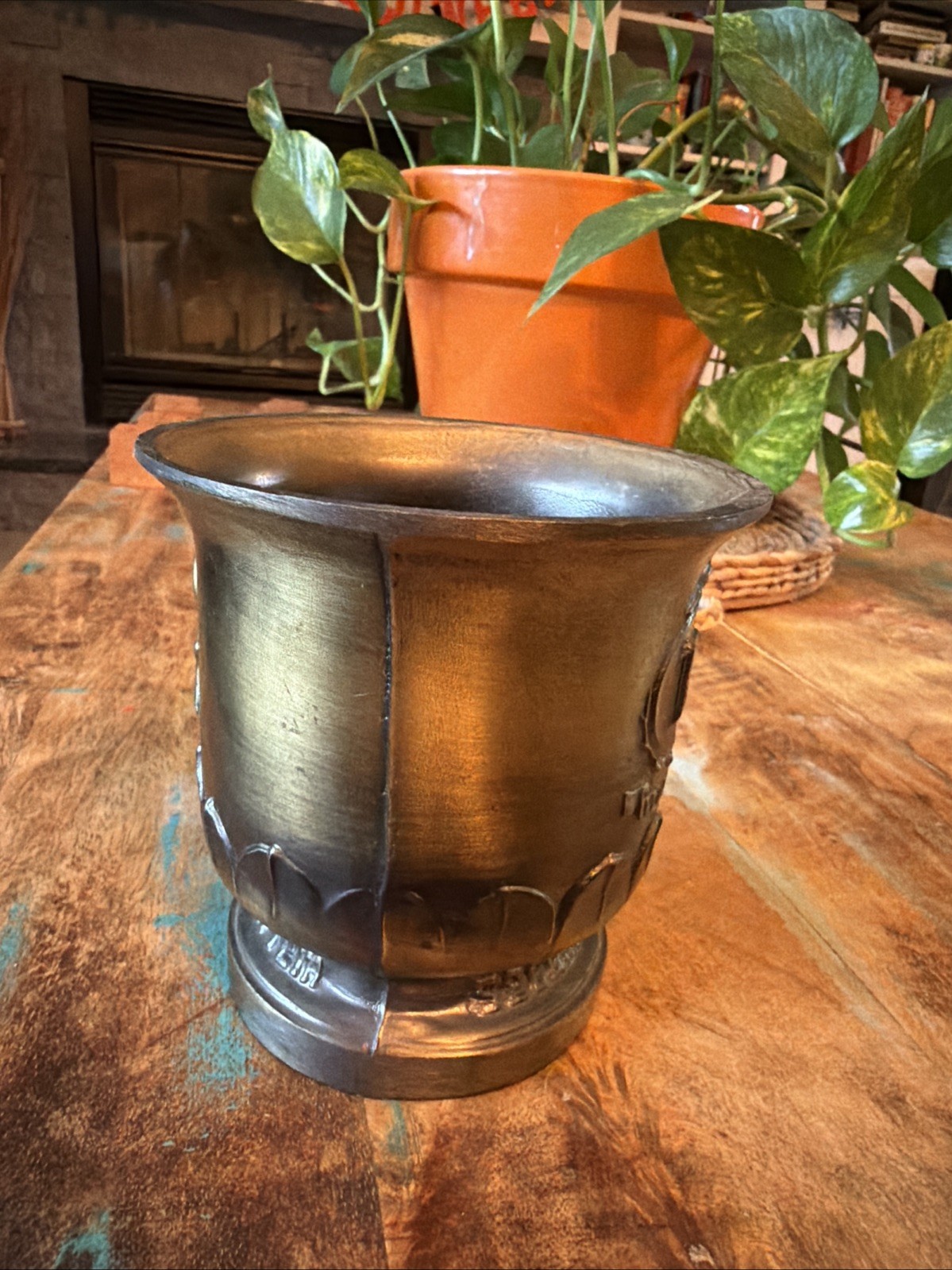 LARGE VINTAGE BRASS MORTAR 150TH ANNIVERSARY SCHERING STAMPED BOTTOM
