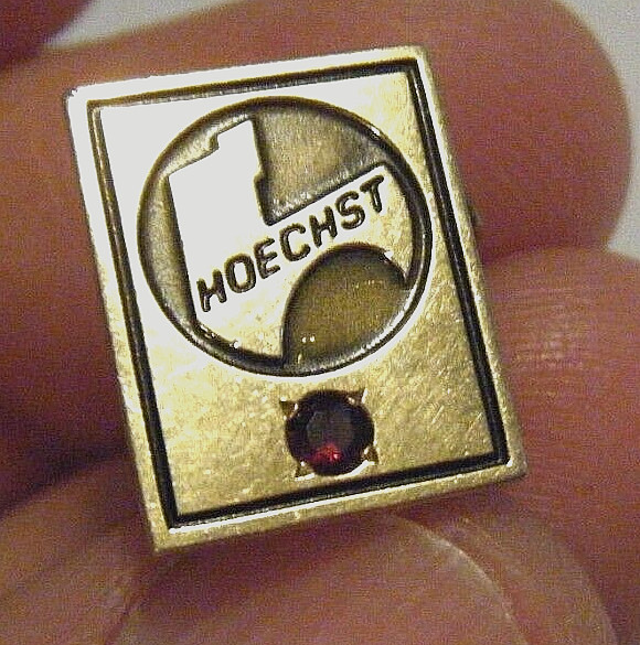 10K Gold Ruby Hoechst Pharmaceutical Chemical Company Vintage Tie Lapel Tack Pin