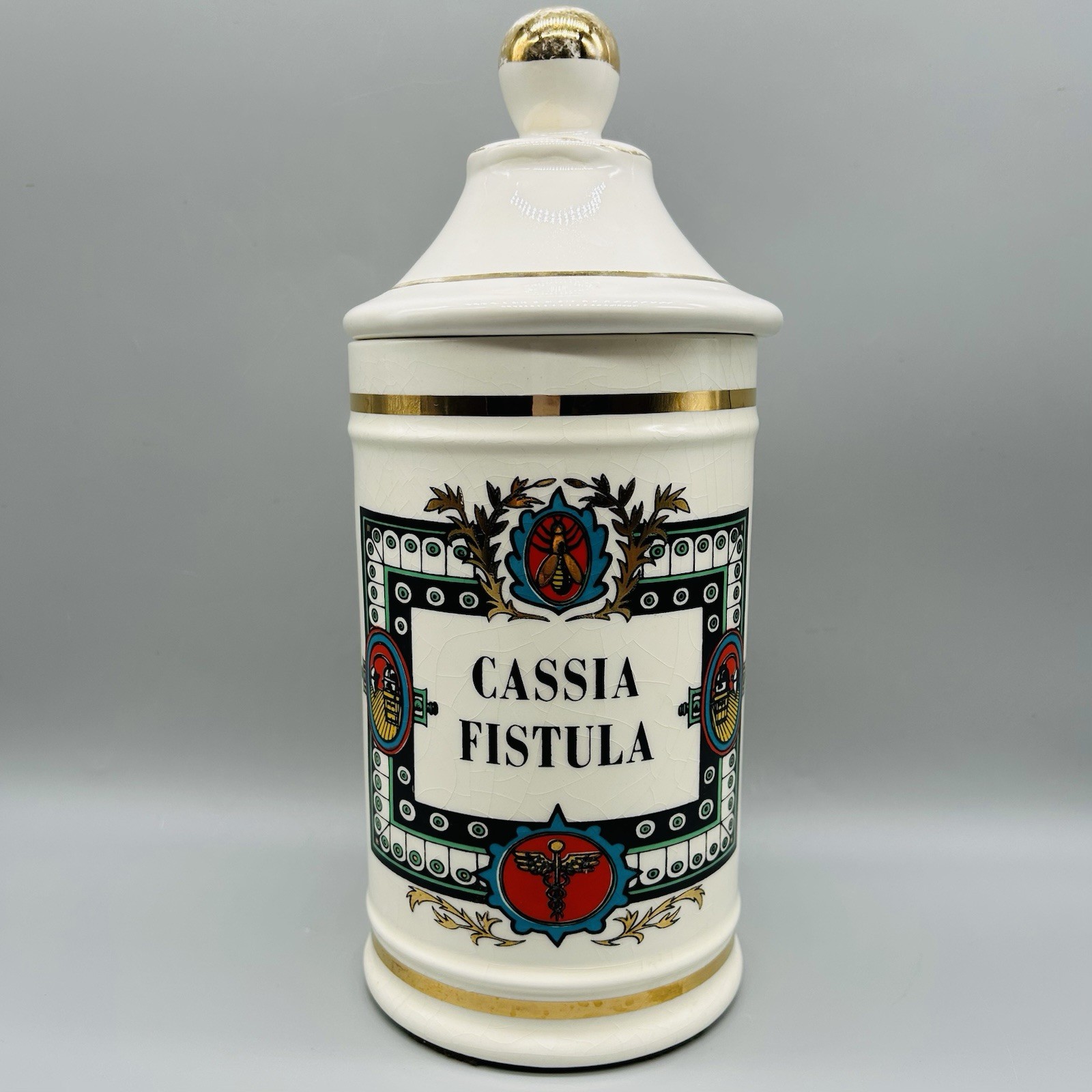 Vintage Cassia Fistula Lidded Ceramic Apothecary Jar Jeanne Robinette California