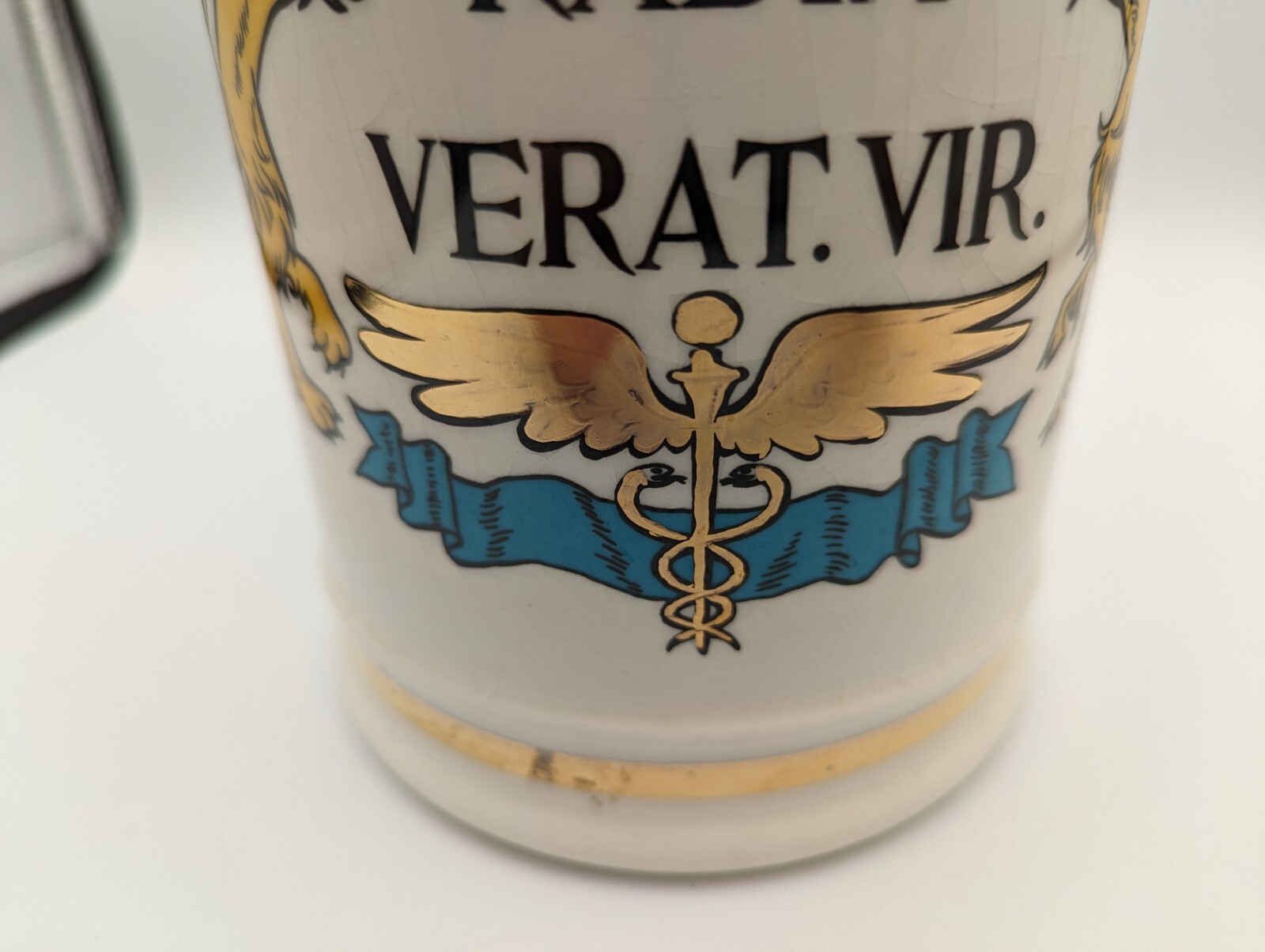 Porcelain Apothecary Jar “Radix Verat. Vir.” Jeanne Robinette California Vintage