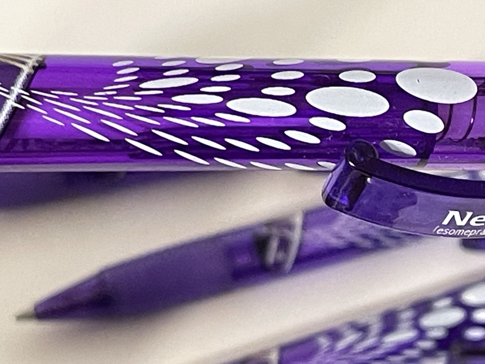 Pharmaceutical Drug Rep Vintage Ink Pens Nexium Collectible Translucent Purple