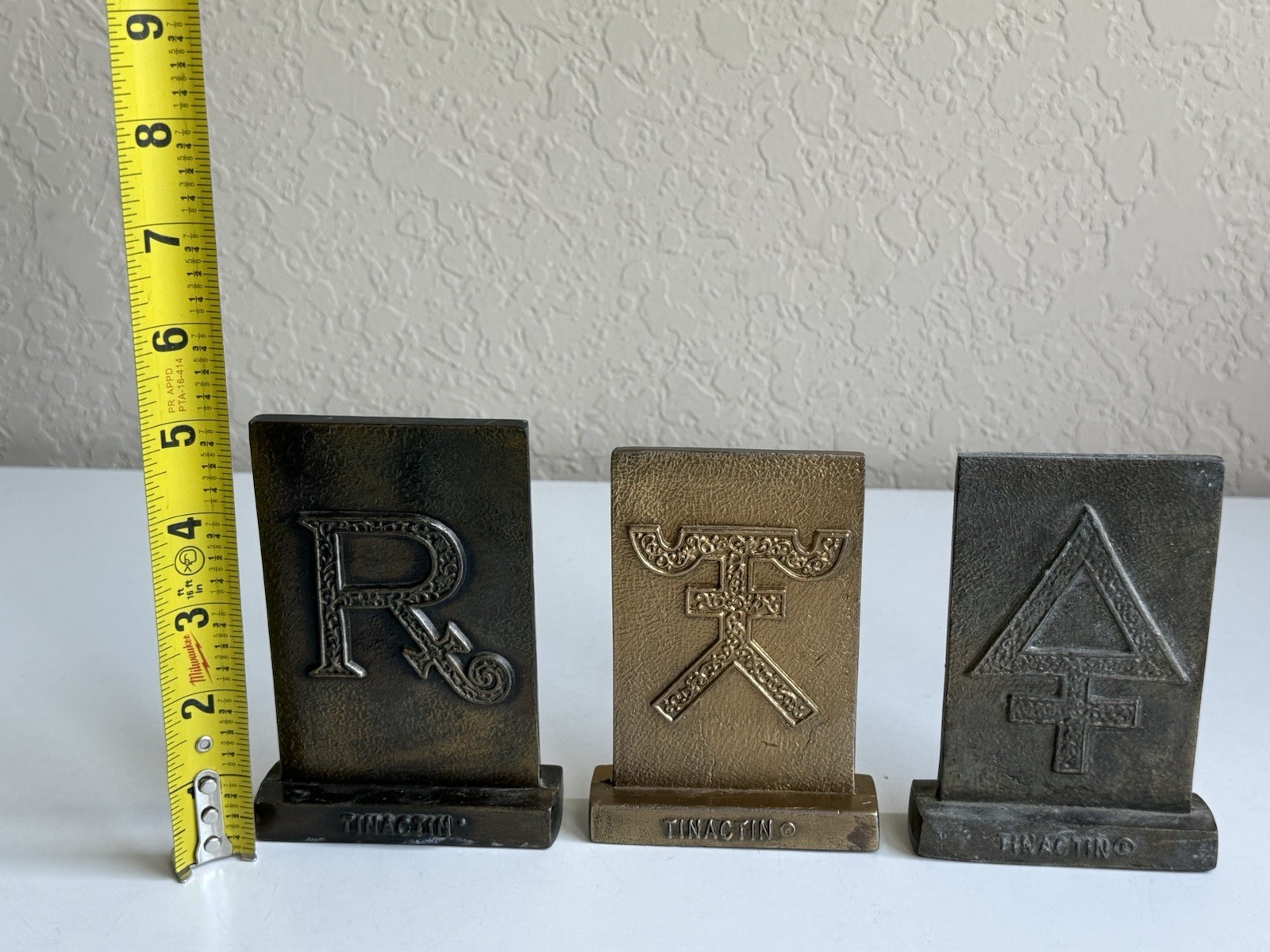 LOT 3! 80’s Secundum Artem Tinactin Metal Paperweight Pharmacy RX Drugstore VTG