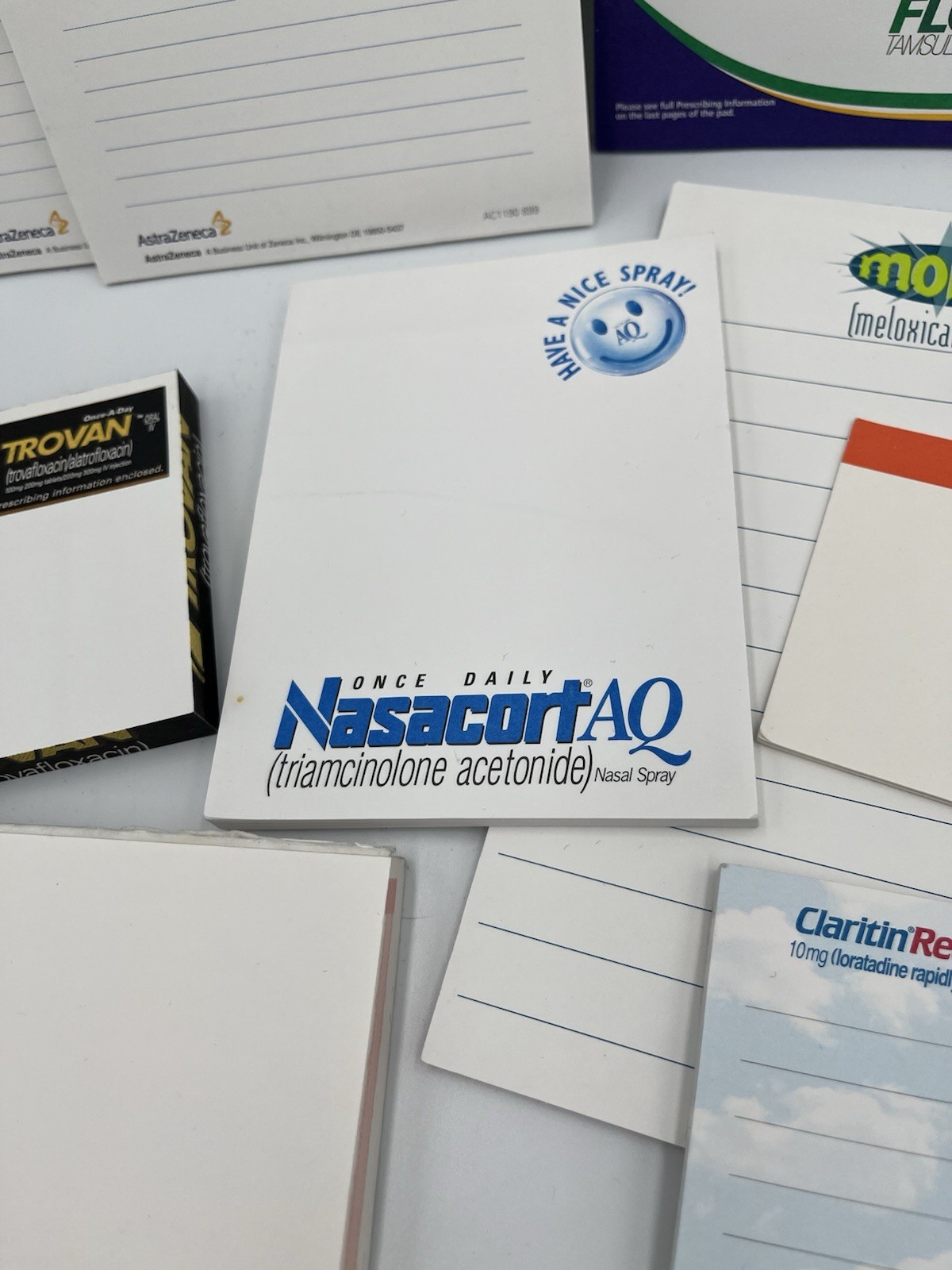 VTG Lot Of 10 Pharma Drug Rep Notepads, Post-It Notes Vioxx Accolate More