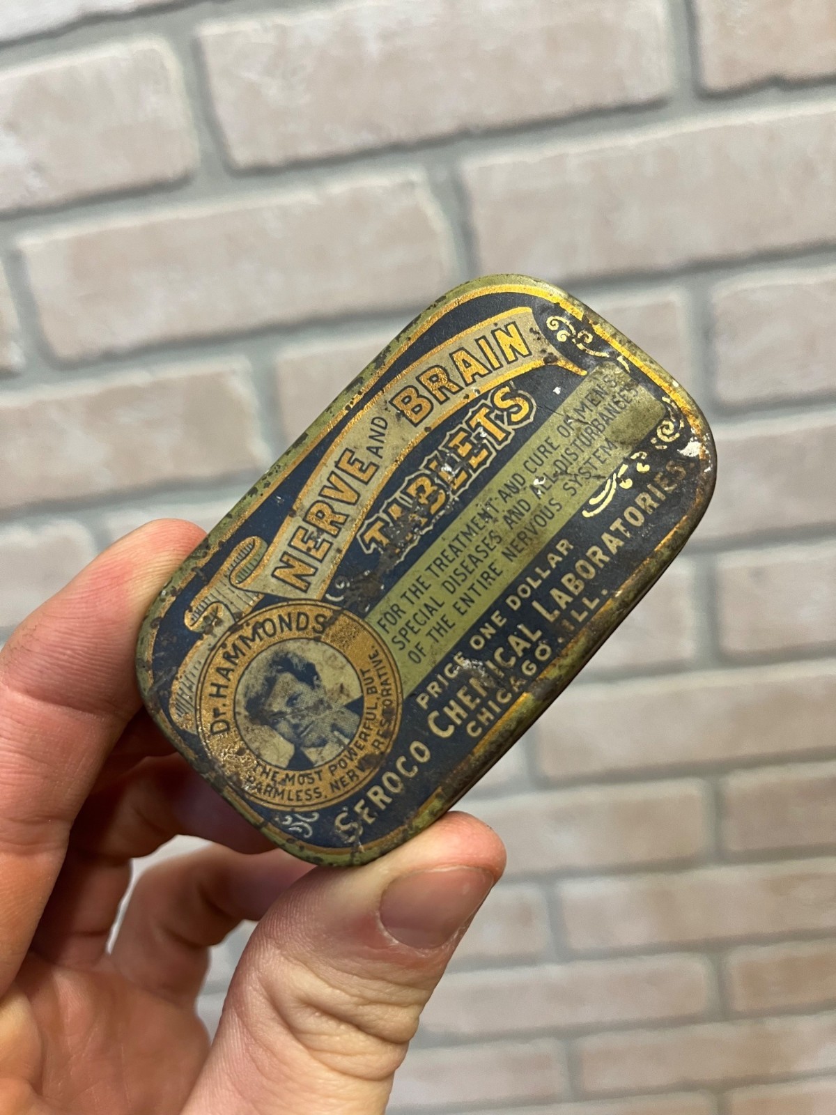 Vintage Dr. Hammonds Nerve & Brain Tablets Tin by Seroco Chemical Laboratories