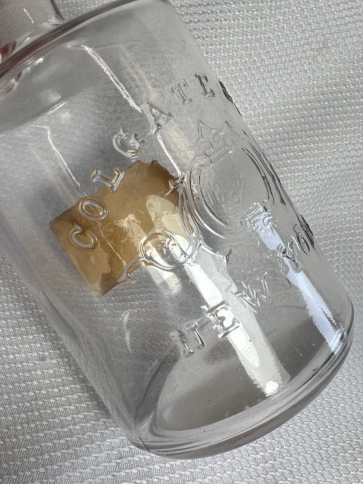 Vtg Colgate & Co Glass Bottle New York Alcohol Layng & Morse Phamacists Mass.
