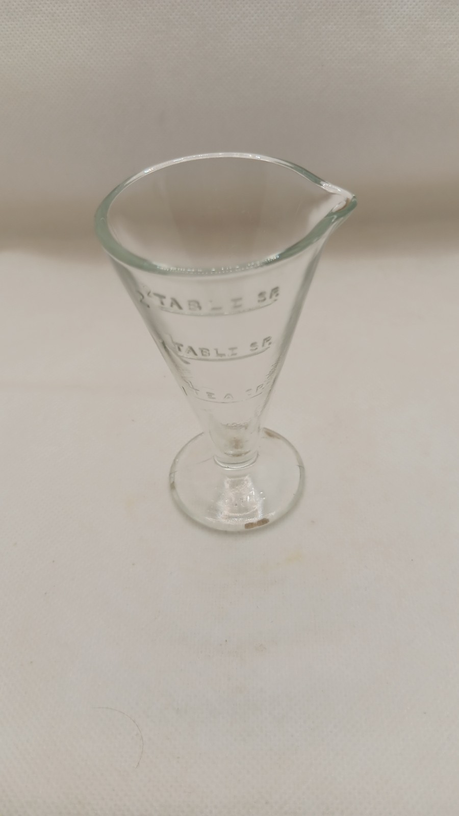 Zonite 2 table sp,1 table sp, 1 tea sp Glass Apothecary Measuring Cup with Spout
