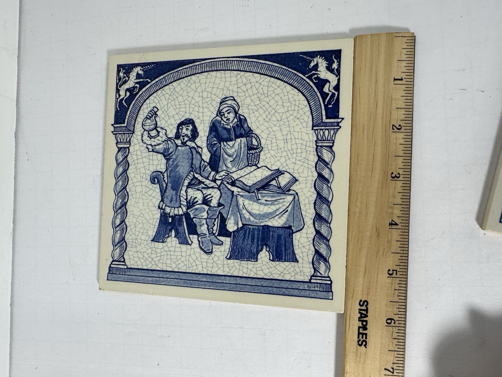 Vintage Blue Delft Tile Uroscopy Pharmacy Scholarship Program Apothecary 8 READ