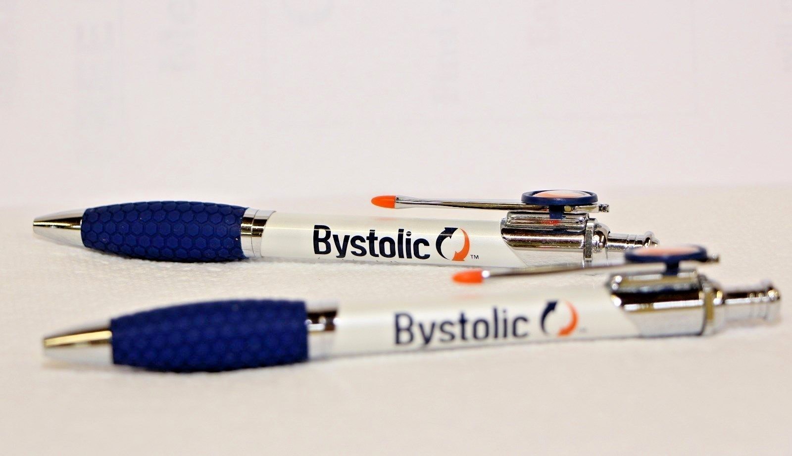 Pharmaceutical Bystolic Pens 2 Heavy Metal White and Blue New in Sleeve