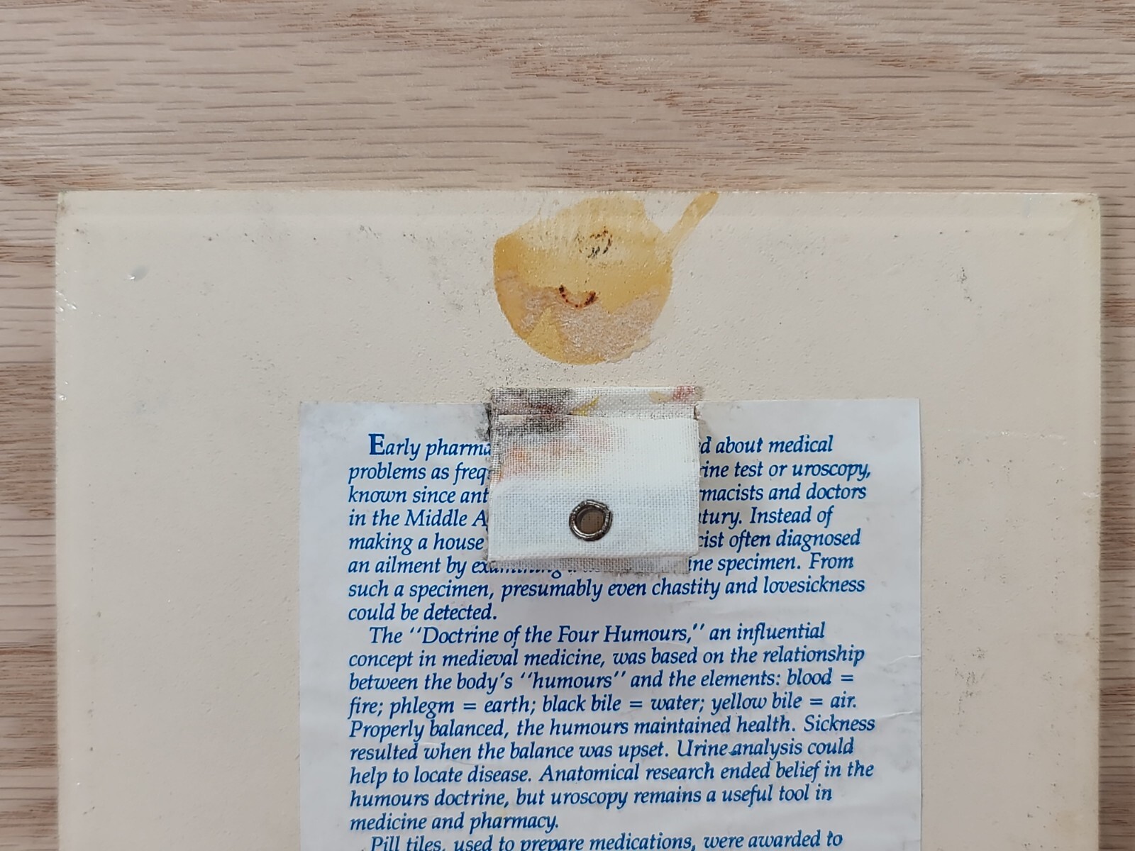 Delft Holland Handmade Urine Test Tile July 1987 B-970 Burroughs Wellcome Co.