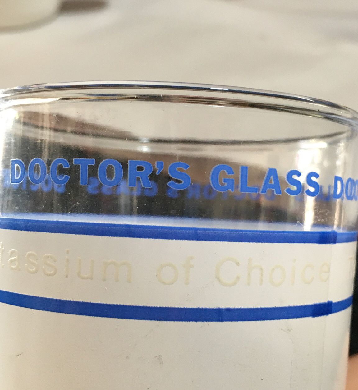 Twin K Doctors Glass Liquid K Pharmaceutical Rep Advertising Drinking Glass