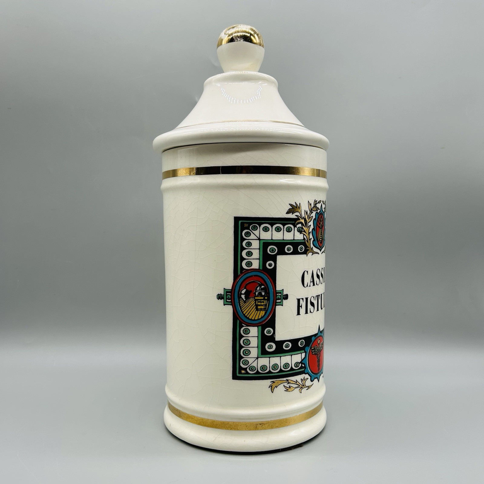 Vintage Cassia Fistula Lidded Ceramic Apothecary Jar Jeanne Robinette California