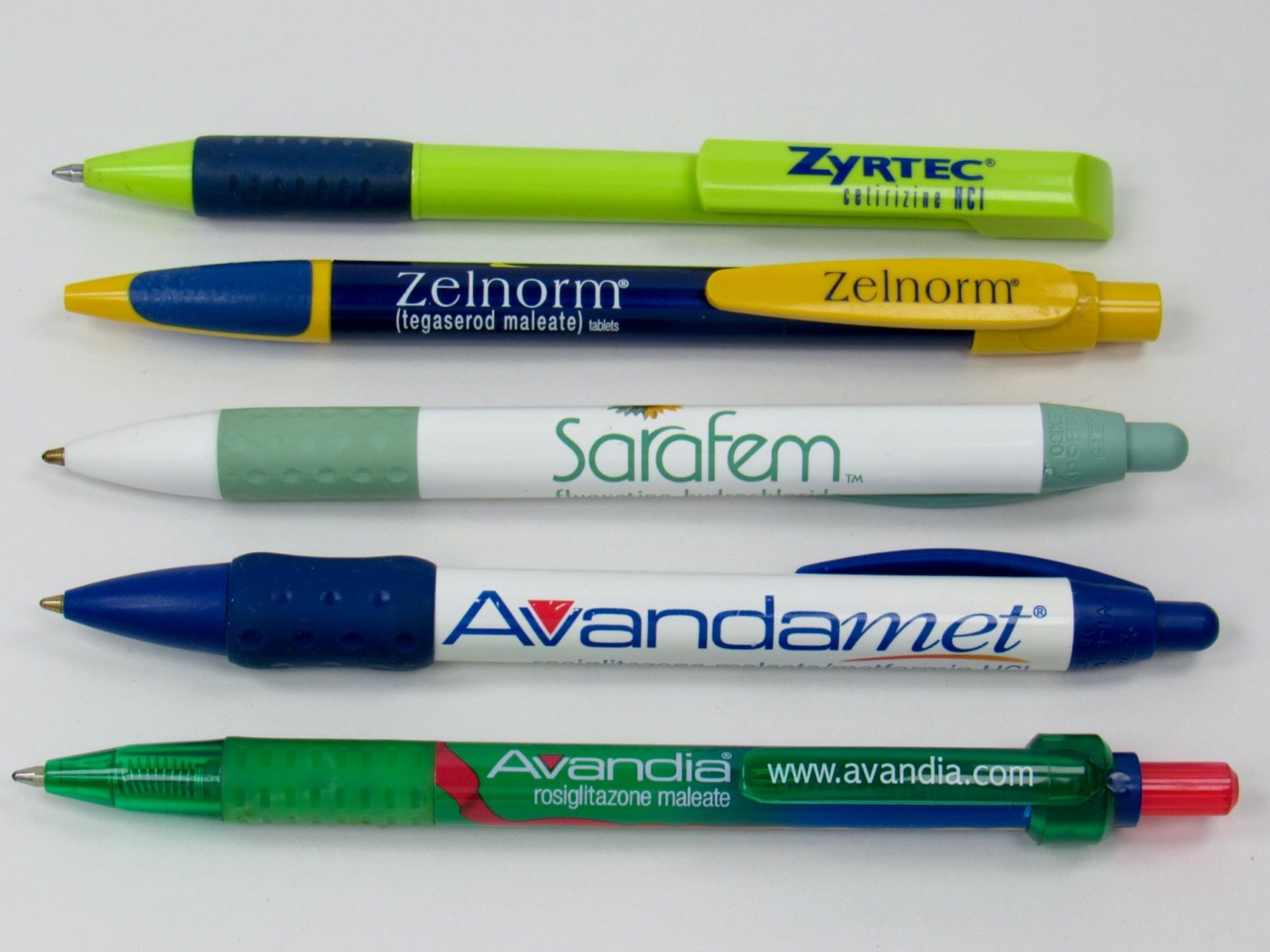 Lot 5 PENS Drug Rep Pharmaceutical Promo Advertising Avandia Sarafem Zelnorm +